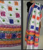 White kutch embroidery dupatta