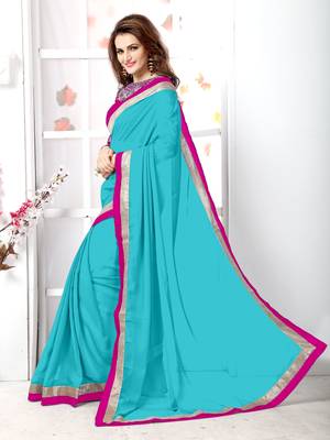 Tan plain chiffon saree with blouse 2