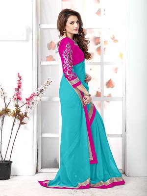 Tan plain chiffon saree with blouse 4