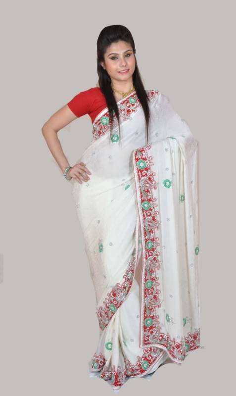 Designer White Saree