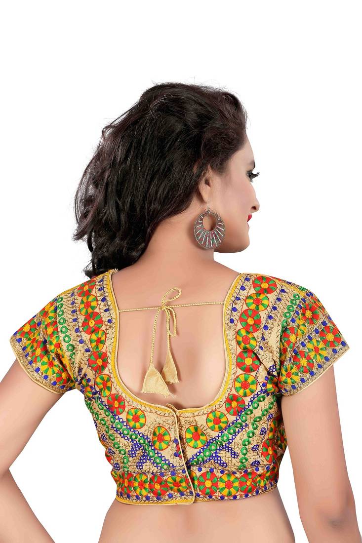 Multicolor cotton embroidery blouse fabric