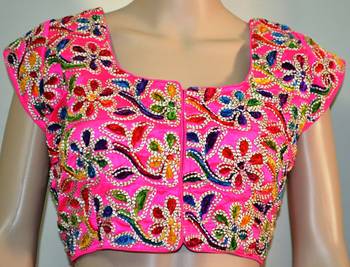 Pink cotton embroidered readymade blouse 1