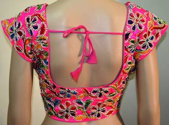Pink cotton embroidered readymade blouse 2