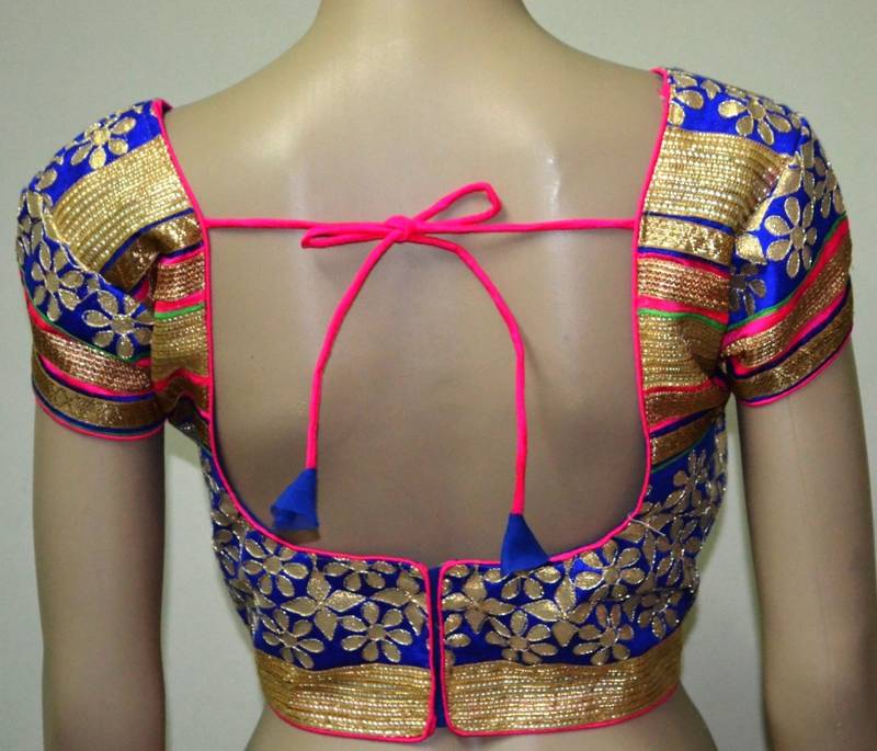 Blue cotton embroidered readymade blouse