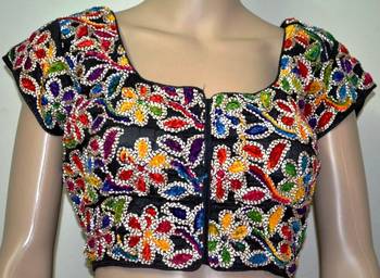 Black cotton embroidered readymade blouse 1