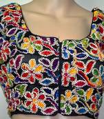 Black cotton embroidered readymade blouse