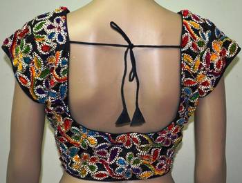 Black cotton embroidered readymade blouse 2