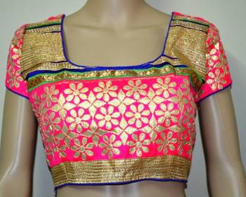 Pink cotton embroidered readymade blouse 1