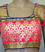 Pink cotton embroidered readymade blouse