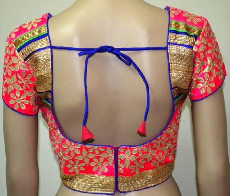 Pink cotton embroidered readymade blouse