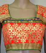 Orange cotton embroidered readymade blouse