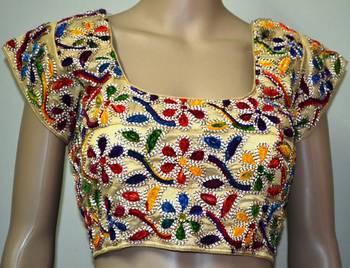 Cream cotton embroidered readymade blouse 1