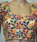 Cream cotton embroidered readymade blouse
