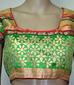 Green cotton embroidered readymade blouse