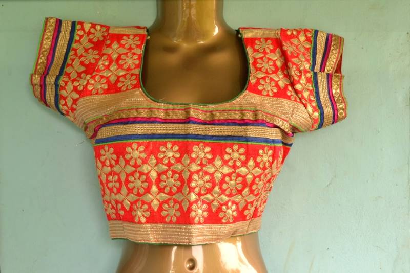 Multicolor cotton embroidered readymade blouse