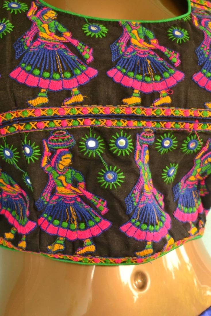 Multicolor cotton embroidered readymade blouse