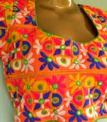 multicolor Bordered Kutch Embroidered Cotton Traditional Blouse