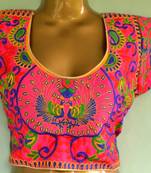 multicolor Bordered Embroidered Cotton Traditional Blouse