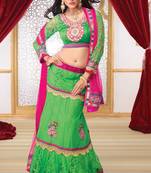 Green Net and Brasso Lehenga Choli Decorated with Dimond and Hand Work
