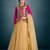 Cr  me net embroidery unstitched lehenga choli