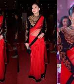 nikesha Pretty embroidered bollywood Red saree