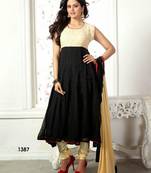 Black And Cream Gherdar Georgette Designer Anarkali Suits