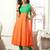 Green and Orange Gherdar Georgette Designer Anarkali Suits