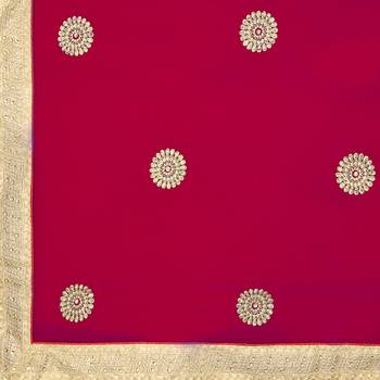 crimson embroidered georgette saree With Blouse 4