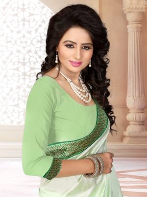 green embroidered chanderi silk saree With Blouse 3