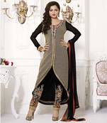 Black embroidered georgette unstitched salwar with dupatta