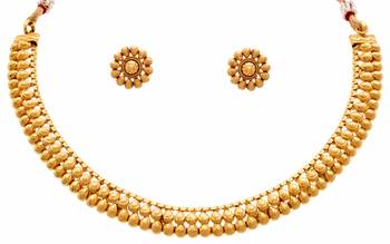 JFL - Traditional Ethnic Floral One Gram Gold Plated Designer Necklace Set  1