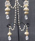 White stone Long Kashmiri Jhumka Earring