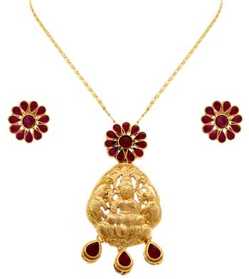 Mahalaxmi Pink Stone Designer Pendant Set for Girls & Women 1