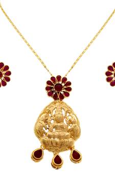 Mahalaxmi Pink Stone Designer Pendant Set for Girls & Women