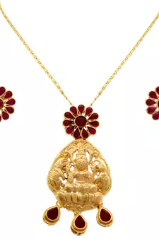 Mahalaxmi Pink Stone Designer Pendant Set for Girls & Women