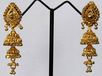 Golden Tilak Double Jhumka Earring 1