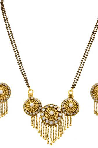 Austrian Diamond Pearls Designer Mangalsutra Jewellery set with Earring for Women