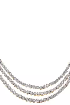 JFL- Ethnic Fusion One Gram Gold Plated Cz American Diamond Designer Necklace Set 