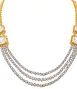 JFL- Ethnic Fusion One Gram Gold Plated Cz American Diamond Designer Necklace Set 