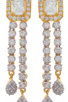 JFL- Ethnic Fusion One Gram Gold Plated Cz American Diamond Designer Necklace Set 