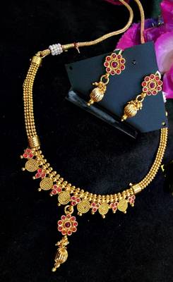 Pink Agate Gold Plated Necklace Sets 1
