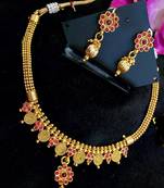 Pink Agate Gold Plated Necklace Sets