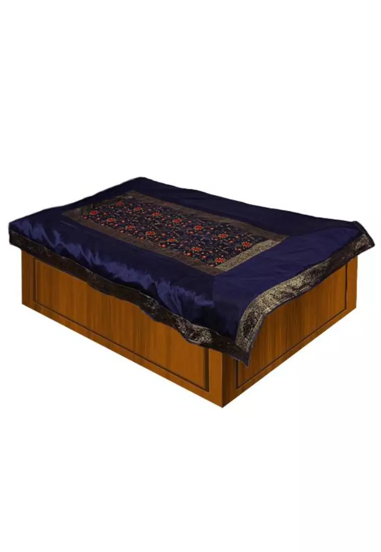Blue Embroidery Single Bedsheet
