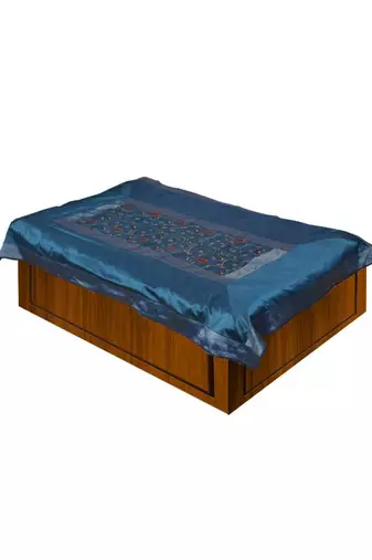 Turquoise Single Size Embroidery Bedsheet