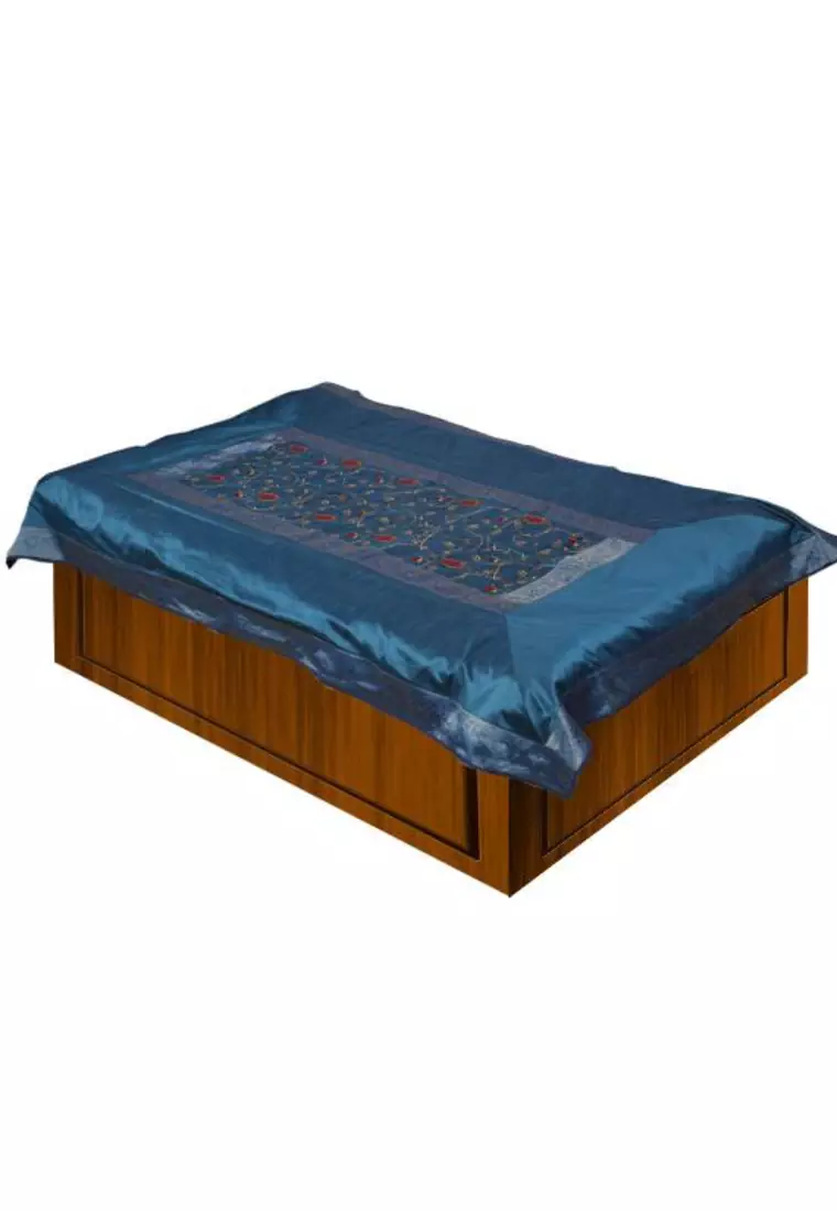 Turquoise Single Size Embroidery Bedsheet