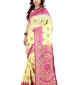 yellow woven art silk saree with blouse