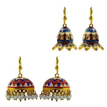 Designer Meenakari Earrings Combo Of Two 1