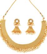 South indian style chandni pearls golden adiva copper bridal necklace set