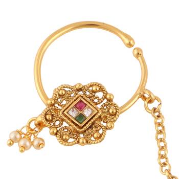 Nath Bridal Nose Ring with Chain Nose Rings For Wedding 2