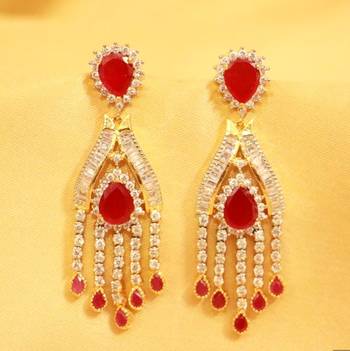 Red American Diamonds Danglers-Drops 1